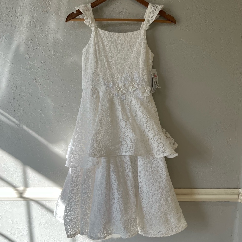 Belle Badgley Mischka Flower Girl White Dress NWT